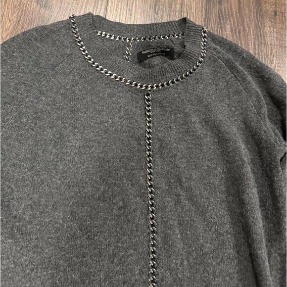 Allsaints Wool/Cashmere Chain Jumper Sweater Tunic Charcoal gray sz US6 - Picture 2 of 6
